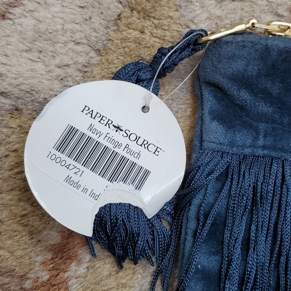 Paper Source navy Fringe Pouch - Picture 2 of 7